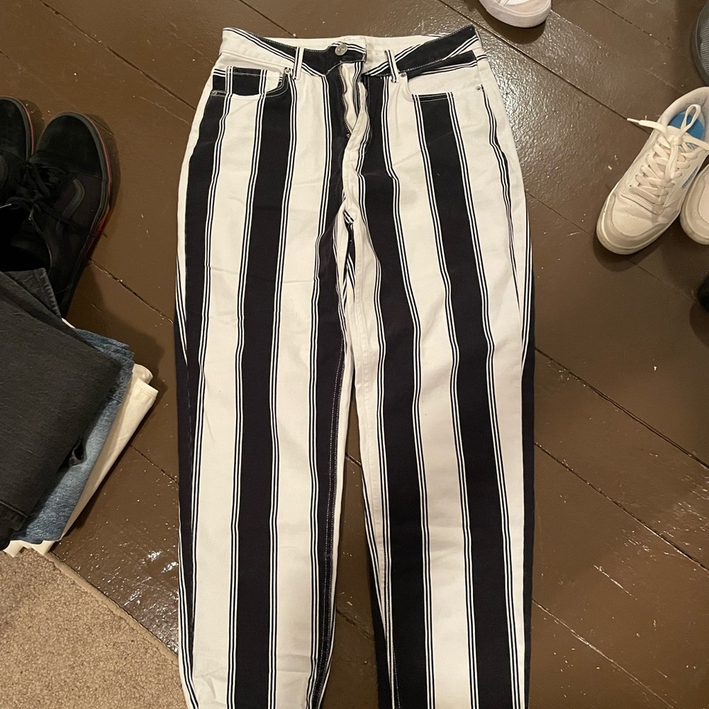 Urban outfitters black and white pin stripped pants